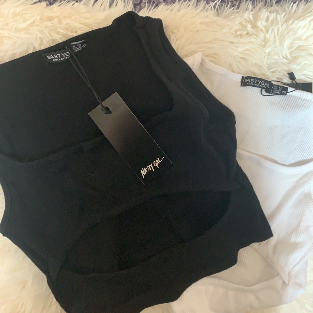 Nastygal cutout tanks black and white